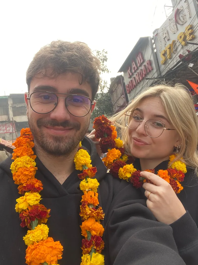 Flower chains in Chandni Chowk