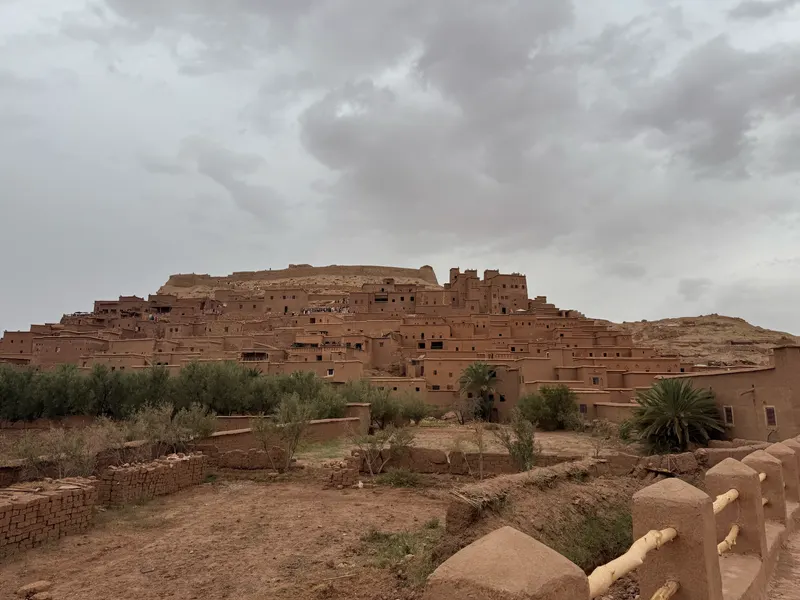 Clear view of Ait Ben Haddou on a cloudy day