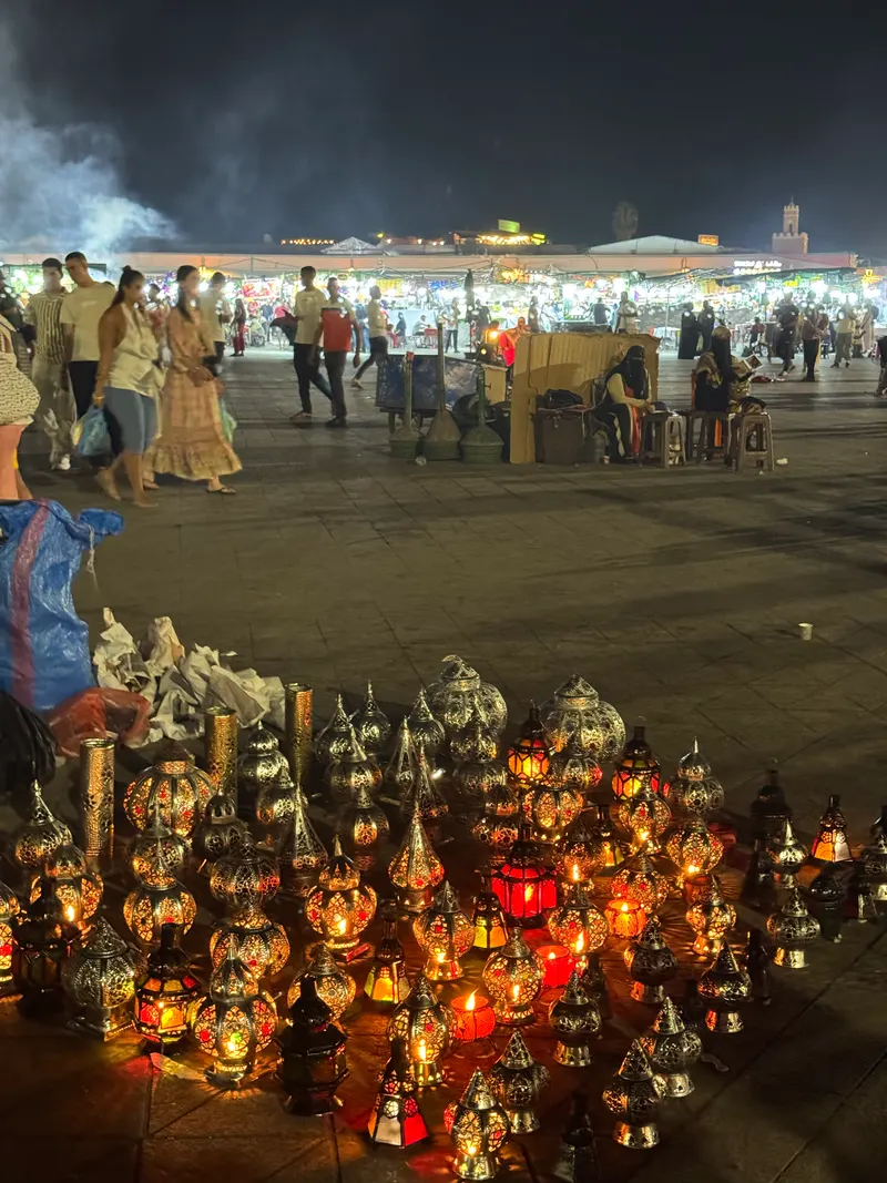 Aladdin-style lamps for sale near Marrakech's main square