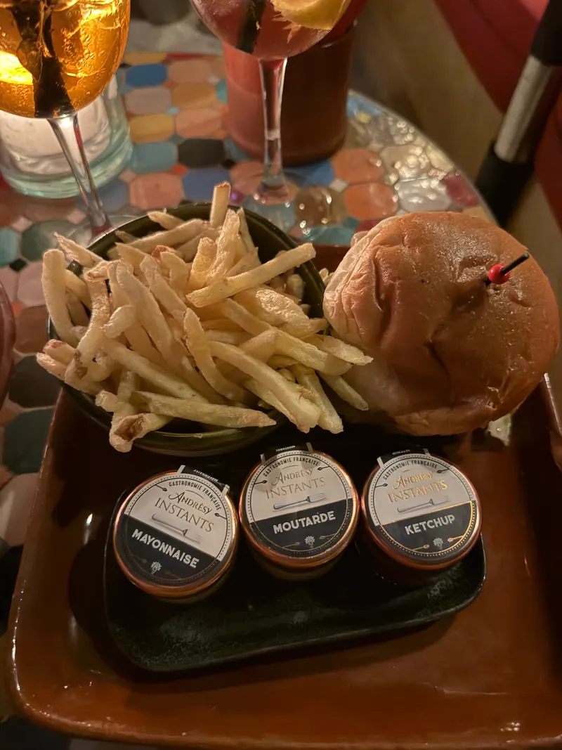 Beef burger at El Fenn rooftop bar, Marrakech