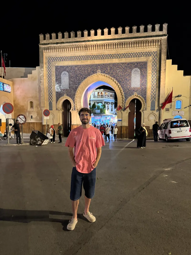 Standing in front of Bab Bouljloud, the main gate to Fes's medina