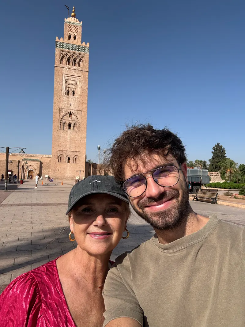 Selfie in front of Koutoubia Mosque, Marrakech