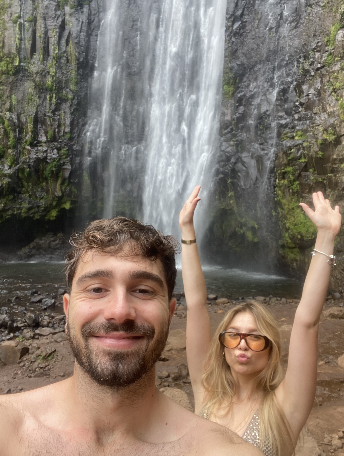 Selfie in front of Materuni Waterfalls