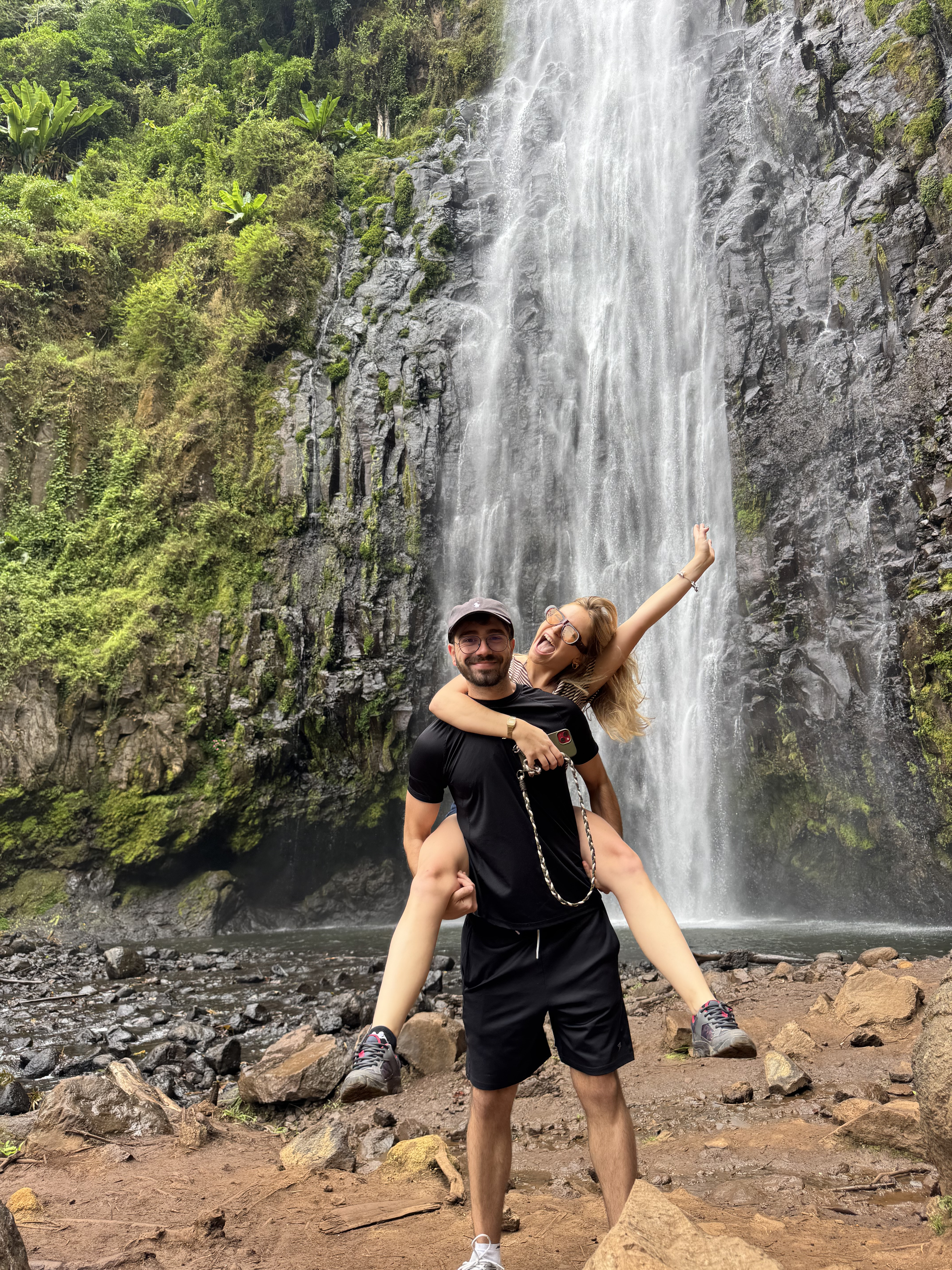 Wiki and I in front of the astonishing Materuni Waterfalls