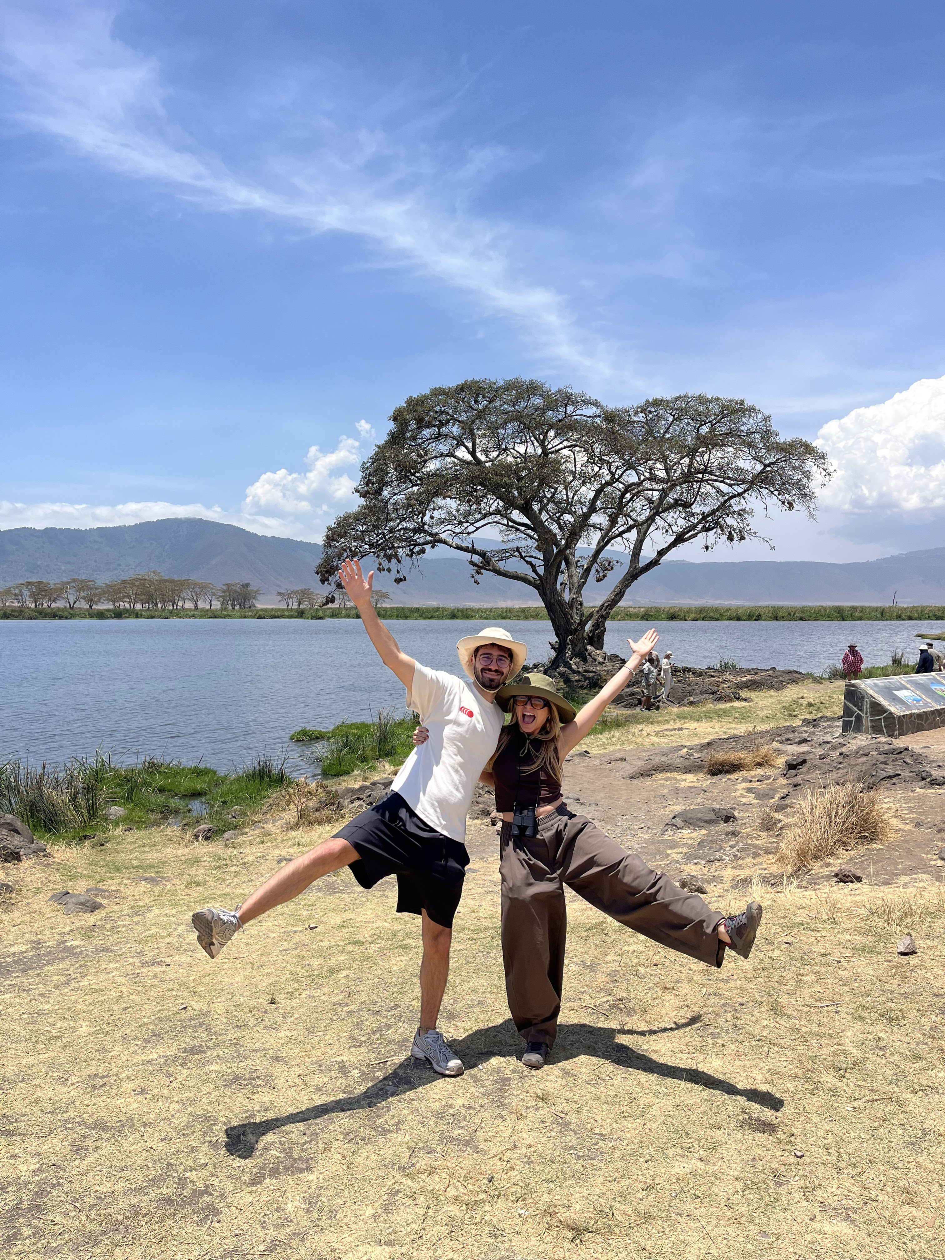 Photo in front of hippo lake at Ngorongoro National Park