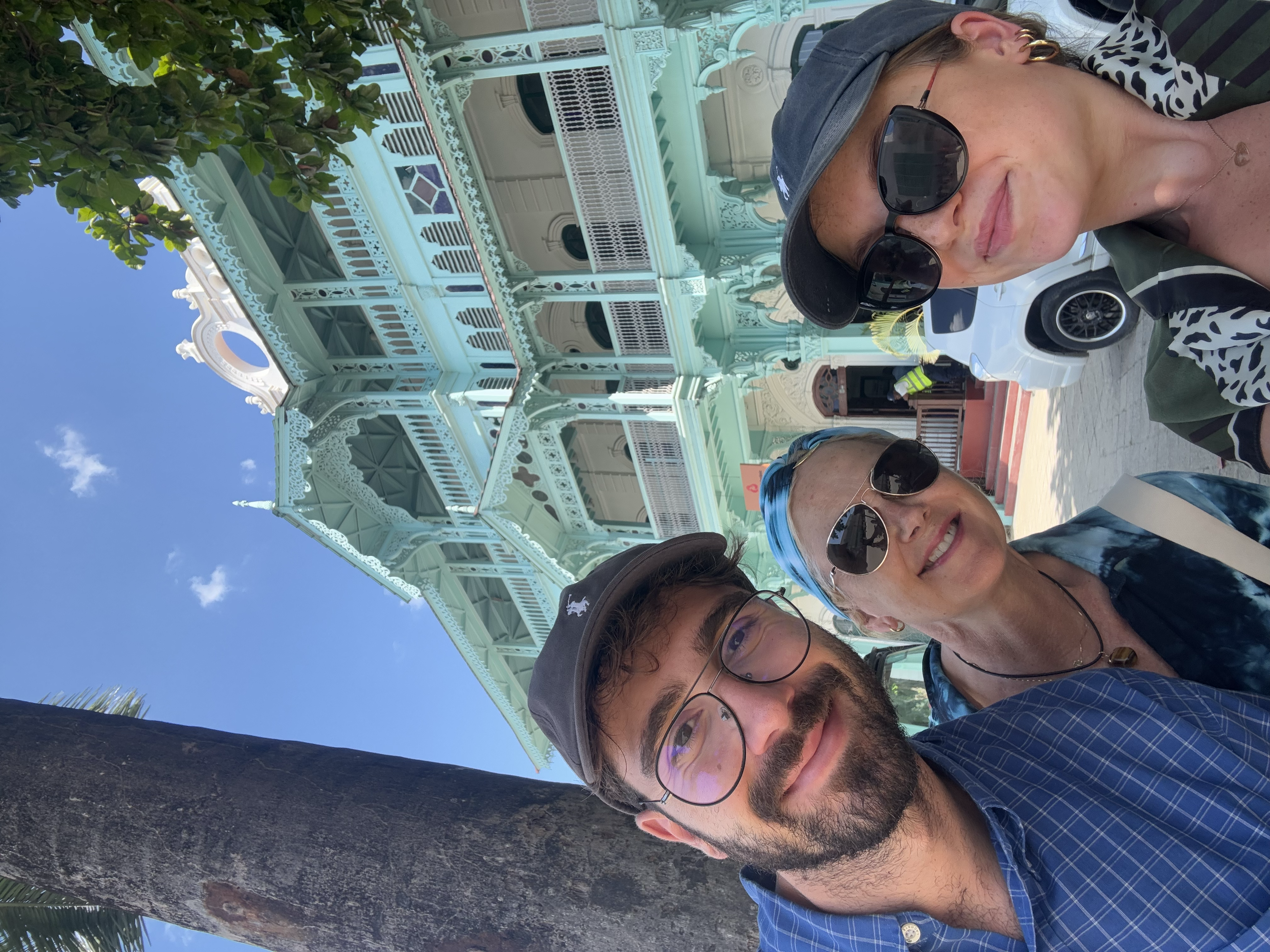 Selfie in front of old dispensary in Stone Town